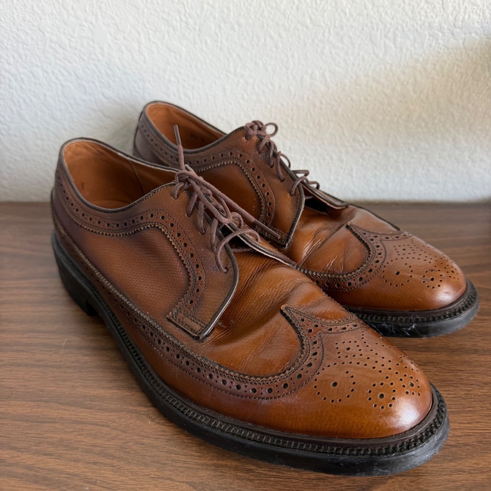 Executive Imperial By Mason Mens Brown Leather Longwing Brogue Wingtip Shoes 9.5
